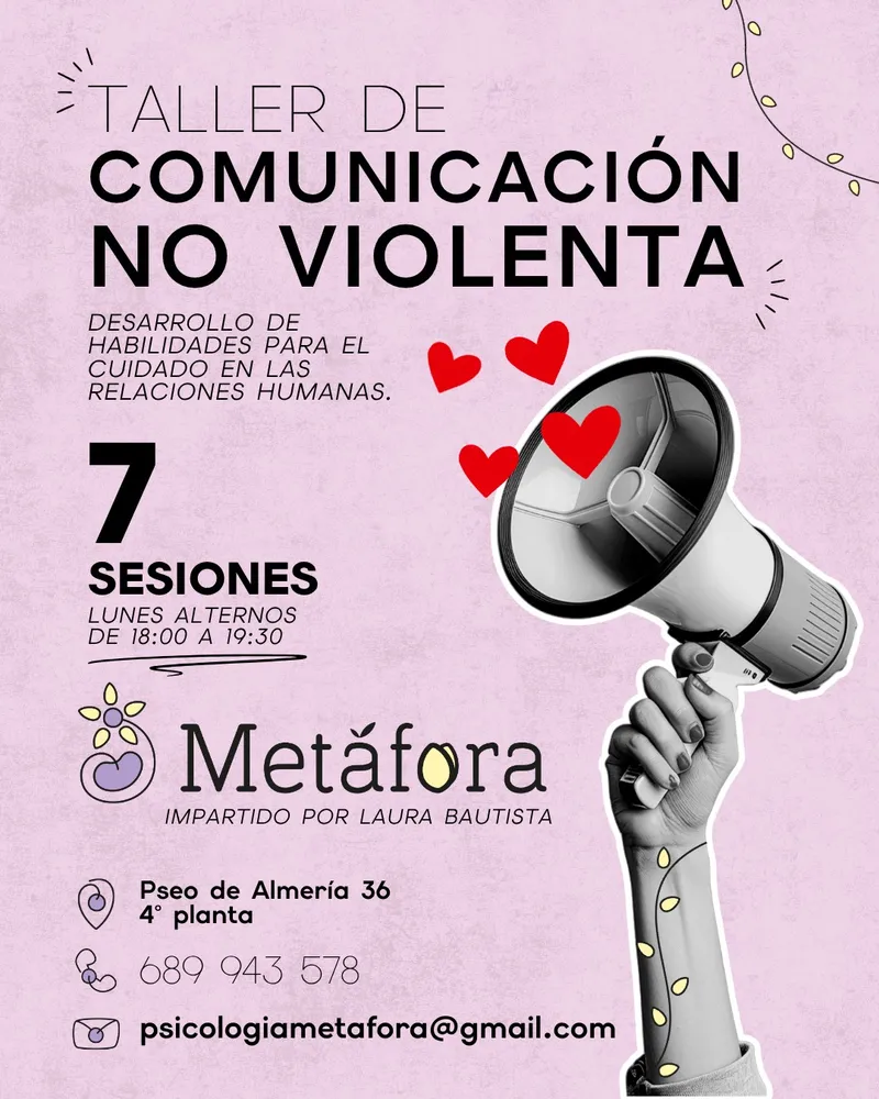 Cartel de Taller de comunicación no violenta, impartido por Laura Bautista