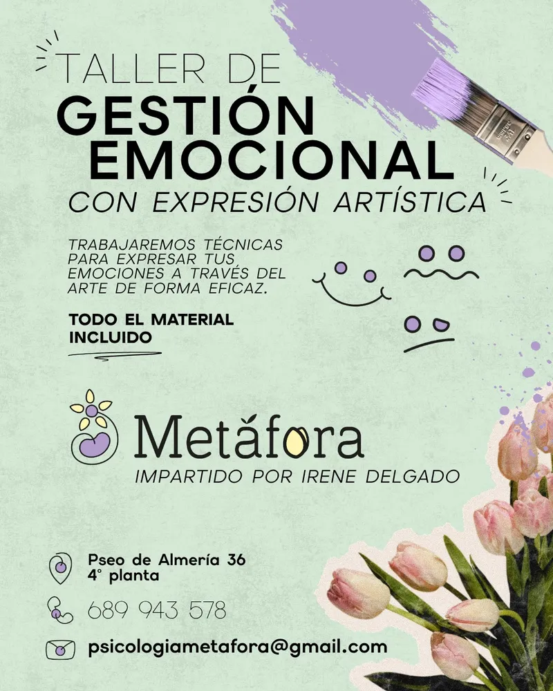 Cartel de Taller de gestión emocional, impartido por Irene Delgado
