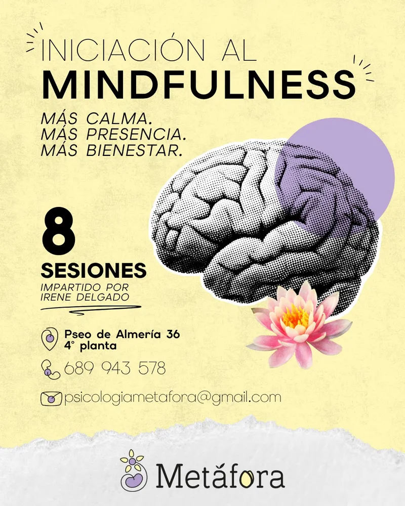 Cartel de Iniciación al mindfulness, impartido por Irene Delgado
